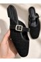 Premium Women's Home and Outdoor Slippers with Gold Buckle, Tweed Woven Detail and Leather Band - 3
