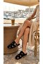 Women's Black Studded Detailed Buckle Cage Model Suede Slippers 1.5cm Byndsk106 - 2