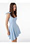U-Neck Tie Detail Flounce Sleeveless Mini Linen Blend Dress - 2