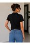 Polo Neck Slim Fit Solid Color Stretch Fabric Cotton Stretchy Short Sleeve T-Shirt/Top Women's Clothing - 2