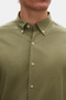 Ds Damat Comfort Green Buttoned Collar Relaxed Cut Linen Look 100% Cotton Shirt - 3