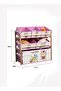 3-Tier Children's Toy Storage Unit with 6 Removable Canvas Bins,Wooden Toy Organizer for Kids Room and Playroom,Rabbit Pattern - 5