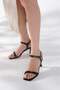 Women's Stoned Blunt Toe Ankle Buckle Short Evening Dress Shoes Black - 3