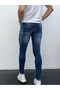 Men's Blue Stonewashed Ripped Detail Slim Fit Lycra Skinny Jean Trousers - 3