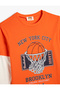T-Shirt Long Sleeve Crew Neck Basketball Printed Color Block Cotton - 3
