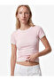 Slim Fit Crew Neck Short Sleeve Layered Lace Detailed T-Shirt - 2
