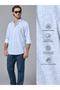 The Blue Geometry Cotton Shirt with Delicate Pattern Comfort Fit - 3