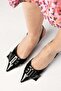 Sheri Black Patent Leather Pointed Toe Heeled Shoes with Buckle Accessories