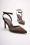 Women's Bitter Brown Stone Heeled Shoes Tr08Ms22C - 4