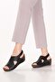 Women's Genuine Leather Wedge Heeled Daily Sandals Iz.1955 Black