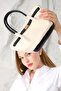 Women's Linen Lock Detailed Shoulder Bag Mini Gold - 4