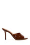 Women's Brown High Thin Heeled Patent Leather Slippers 26Sfd121316