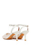 Women's White Ankle Buckle Flower Embroidered Open Back Thin Heeled Shoes 26Pfe49686F - 8