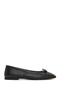 Women's Black Bow Shoes, Leather Ballerinas 26Pfd140418