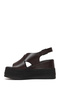 Women's Brown Ankle Buckle Wedge Heeled Leather Sandals 26Sfd152918 - 3