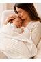 Ecru Chickpea Double Layer Baby Girl Blanket Swaddle Cotton Multi-Purpose Cover Seasonal 90X85Cm