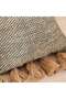 Chunky Linen Oblong Tasseled Down Feel Filled Cushion 30x50cm - Petrol - 2