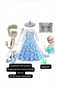 Light-Up Elsa Snow White Costume Dress+Elsa Wig+Elsa Crown-Wand+Elsa Shoes Birthday Party Set