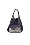 Navy Blue Cracked Leather Women's Shoulder Bag - 5