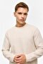 Beige Regular Plain Crew Neck Sweatshirt - 2