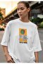 Fresh Mind Digital Print Oversize Unisex White T-Shirt - 3