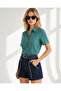 Women's Petrol Green Bat Viscose Shirt GML-19000617 - 2