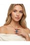 Sky Necklace 316L Steel Gold Plated Blue Enamel Moon Star Planet Pendant Women's Jewelry Gift - 3