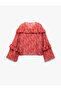 X Melis Ağazat - Long Sleeve Tie Collar Detailed Patterned Ruffle Blouse - 4