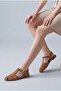 Women's Leather Ankle Strap Buckle Leading Closed Daily Sandals - 2