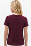 Women's Crew Neck Loose Basic Claret Red T-Shirt - 6