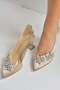 Skin Satin Fabric Stoned Women's Evening Dress Shoes M246013204 - 6