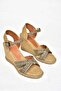 S241414004 Black Fabric Glitter Wedge Heeled Women's Shoes - 8