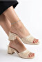 Luart gold glitter chunky heel slides - 7 cm