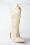 Beige Crocodile Print High Thin Heeled Women's Boots N372677511 - 6