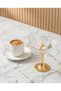 Long Gold Metal Legged Lotus Flower Coffee Side Glass Turkish Delight Bowl Dragee Set - 6 Pieces - 2