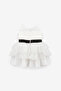 Ecru Front Bow Layered Girl's Dress - Laney - 3