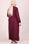 22008 Plus Size Combed Cotton Dress with Elastic Sleeves - Plum - 5
