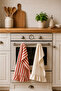 Set of 2 Ruffled Linen Striped Kitchen Drying Towels Decorative Kitchen Cloth Set - 2