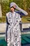 Patterned Vest Hijab Swimsuit Gray - 3