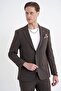 Slim Fit Double Slit Seersucker Fabric Flexible Brown Sports Suit Tk 940 - 4