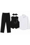 Boys' Tuxedo Suit Set – 5-Piece Set with Pants, Vest, Bow Tie, Shirt and Chain - 4