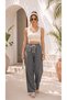 Women's Smoked Linen Look, Premium Textured, High Waist Palazzo Pants with Wide Legs