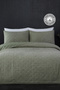 100% Cotton Double Pique Set Special Stone Washed Bedspread Barbara 3 Piece Luxury Soft Green