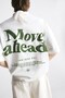 White Move Ahead Printed Crew Neck Oversize Men's T-Shirt