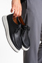 Genuine Leather Men's Casual Black Shoes White Sole Orthopedic Comfortable Milano Model - 2