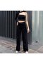High Waist Black Wide Leg Jeans Lycra Palazzo Jeans