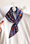 Lumina Ethnic Floral Patterned Silky Textured Women's Tie Scarf – Neck Scarf