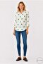 Women's White Green Clover Sleeve Folded Linen Shirt - 8