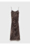 Leopard Print Drawstring Midi Dress - 3