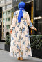 Floral Patterned Stone Hijab Dress 22052TAS - 2